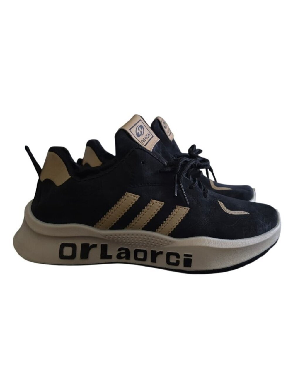 OrLaorci Mens Black Beige Casual Sneakers Size 40 Lightweight Comfort Shoes.